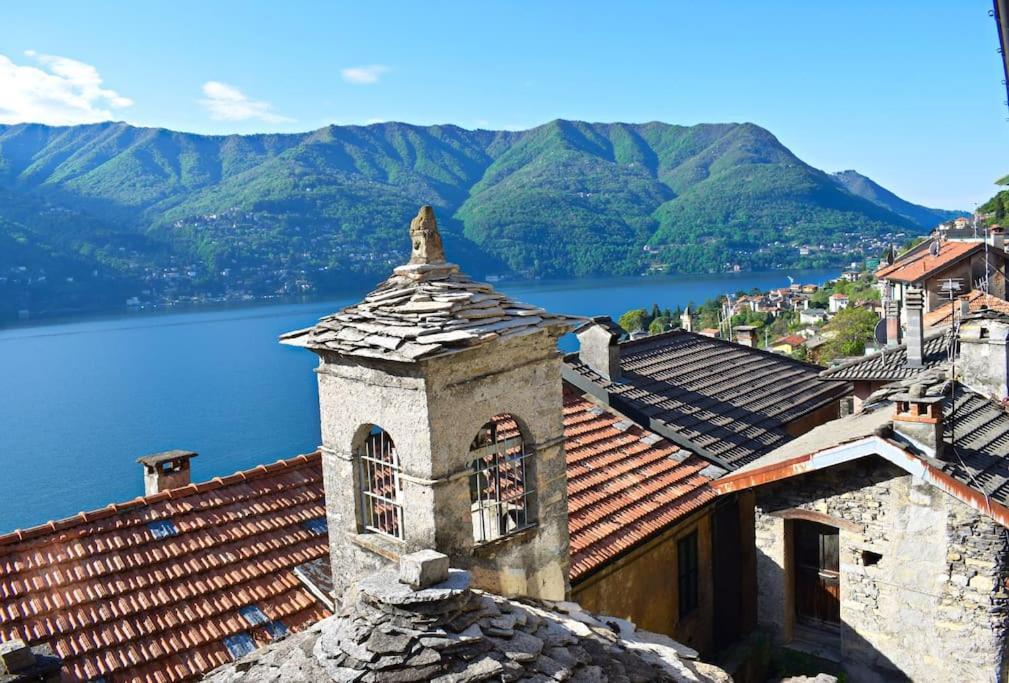 Romantic Home Stone With Amazing View Lake Of Como And Oleandra Laglio Eksteriør bilde