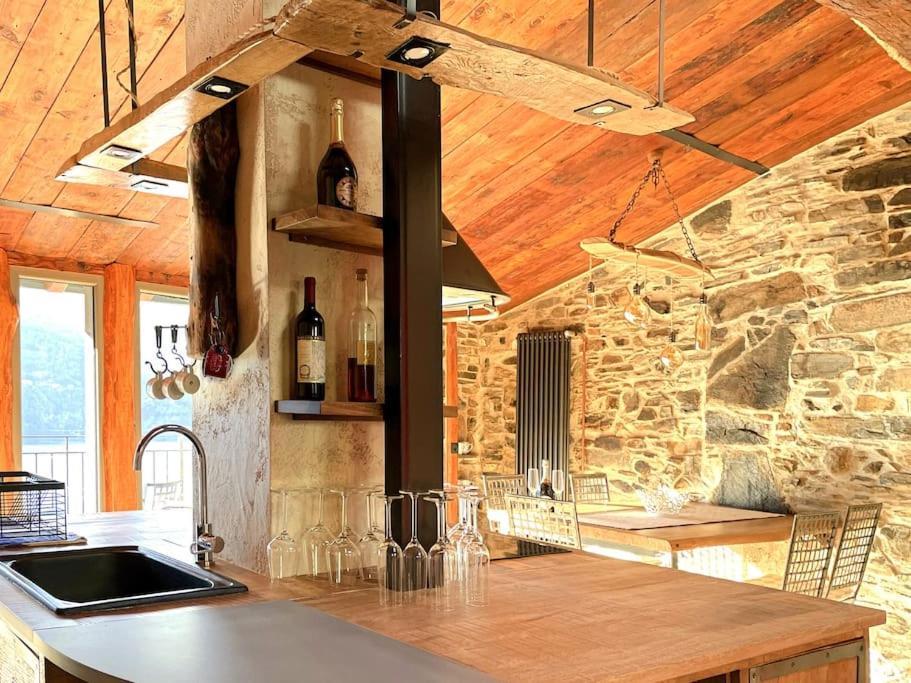 Romantic Home Stone With Amazing View Lake Of Como And Oleandra Laglio Eksteriør bilde