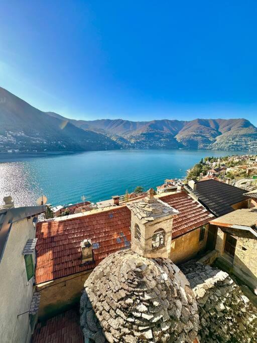 Romantic Home Stone With Amazing View Lake Of Como And Oleandra Laglio Eksteriør bilde